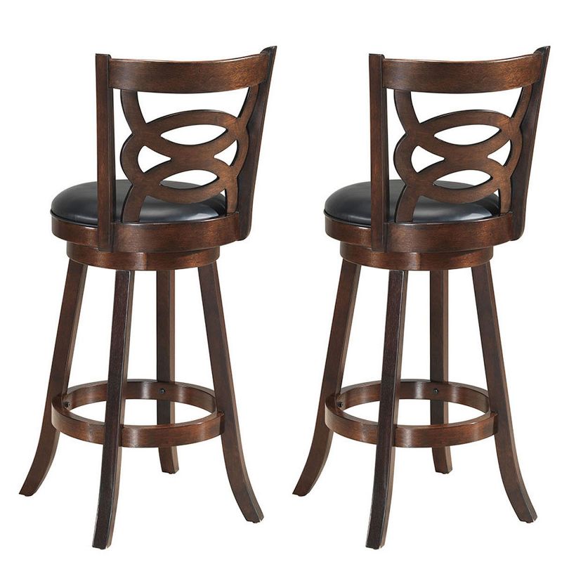 Costway Set of 2 Bar Stools 29'' Height Wooden Swivel Backed Dining Chair Home Kitchen, 5 of 8