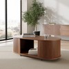 POVISON Mid-Century Modern Fluted Coffee Table, Minimalist Fluted Coffee Table with Open storage, Metal Legs, Ash Wood Veneer, 43.31" - 3 of 4
