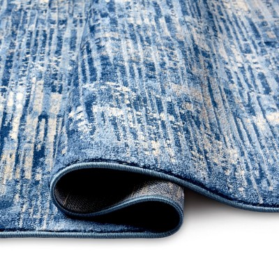 Melrose Lorenzo Blue Abstract 6' x 9' Synthetic Area Rug