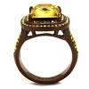 Slickblue Women's Engagement Ring, Square Topaz CZ with Yellow Halo, Coffee IP Finish, Stainless Steel, Sizes 5–10 - 3 of 4
