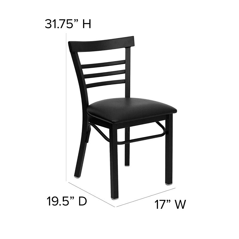 Flash Furniture Black Three-Slat Ladder Back Metal Restaurant Chair, 5 of 12