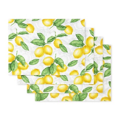 Martha Stewart Lots Of Lemons Placemat Set 4-pack, White/yellow, 13