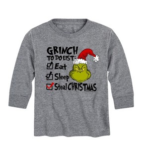 Boys' - Dr. Seuss - Grinch To Do List Long Sleeve Graphic T-Shirt - 1 of 4