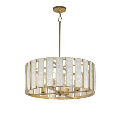 Maxim Lighting Miramar 4 - Light Pendant in  Capiz/Natural Aged Brass