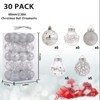 Aoibox 30 Pack 2.36 Inch Clear Silver Shatterproof Christmas Ornaments Assorted Hanging Balls for Tree Indoor Outdoor Holiday Decor - 4 of 4