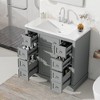 36'' Bathroom Vanity, Single Sink Bathroom Vanity Cabinet With Door Cabinet, 6 Drawers, Top Sink Modern Freestanding Bathroom Storage Cabinet, Grey - 3 of 4