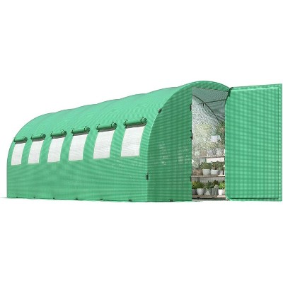 AMERLIFE 20x10x7 FT Greenhouse with Watering System, 12 Windows, Swing Door, Galvanized Frame, Green