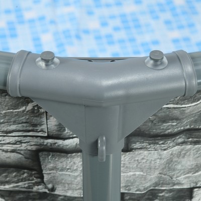 Outsunny 14' Gray Steel Frame Round Pool with Filter Pump
