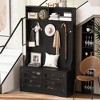 HDZNVF Hall Tree with 7 Coat Hooks for Entrance, 3-in-1 Design and Adjustable Shelves, Black - 3 of 4