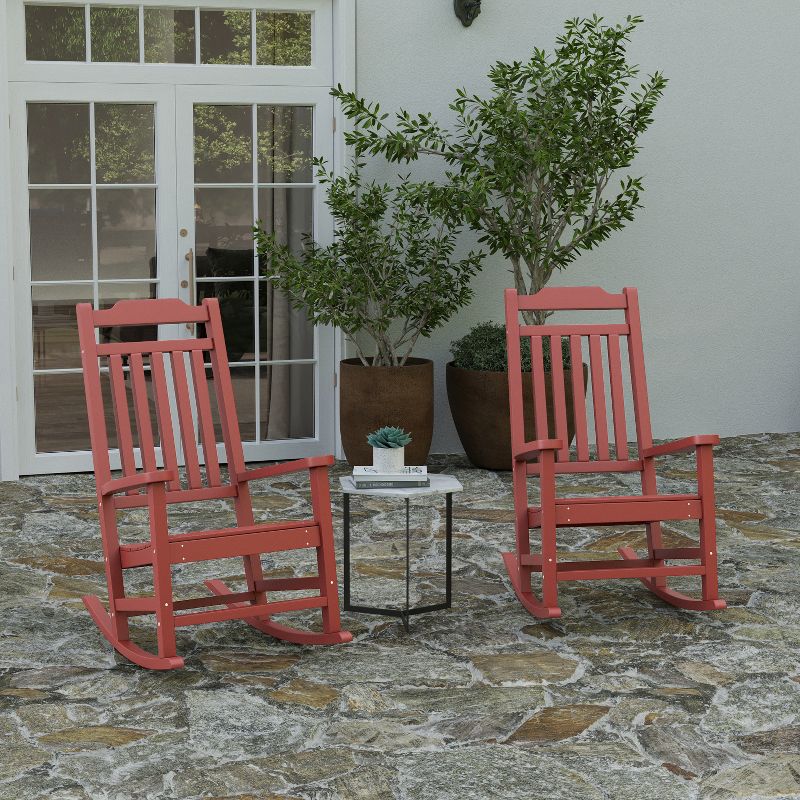 Merrick Lane Set of 2  Poly Resin Indoor/Outdoor Rocking Chairs, 3 of 13