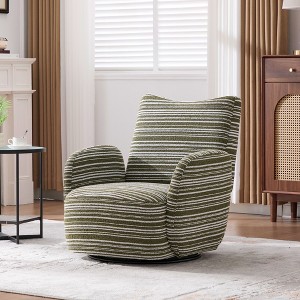 PAGED Modern Accent Chair Striped Upholstered Reading Chair Swivel Leisure Arm Chair with High Resilience Sponge Filling for Office - 1 of 4