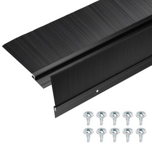 Unique Bargains Aluminum Nylon Door Brush Bottom Sweeps 35.46" x 3.86" Black 2 Pcs - 1 of 4