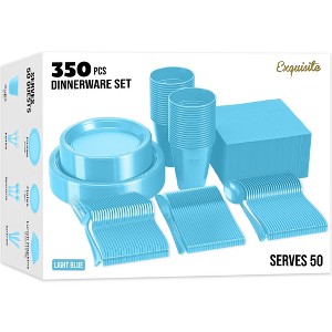 Crown Display 350 Piece Color Disposable Plastic Dinnerware party set- Serves 50 - 1 of 4