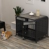 Heavy Duty Dog Crate Furniture Wooden Table Pet Dog Cage Kennel House Indoor Side Table Decor with Removable Trays and Lockable Wheels for Small Dogs - 2 of 4
