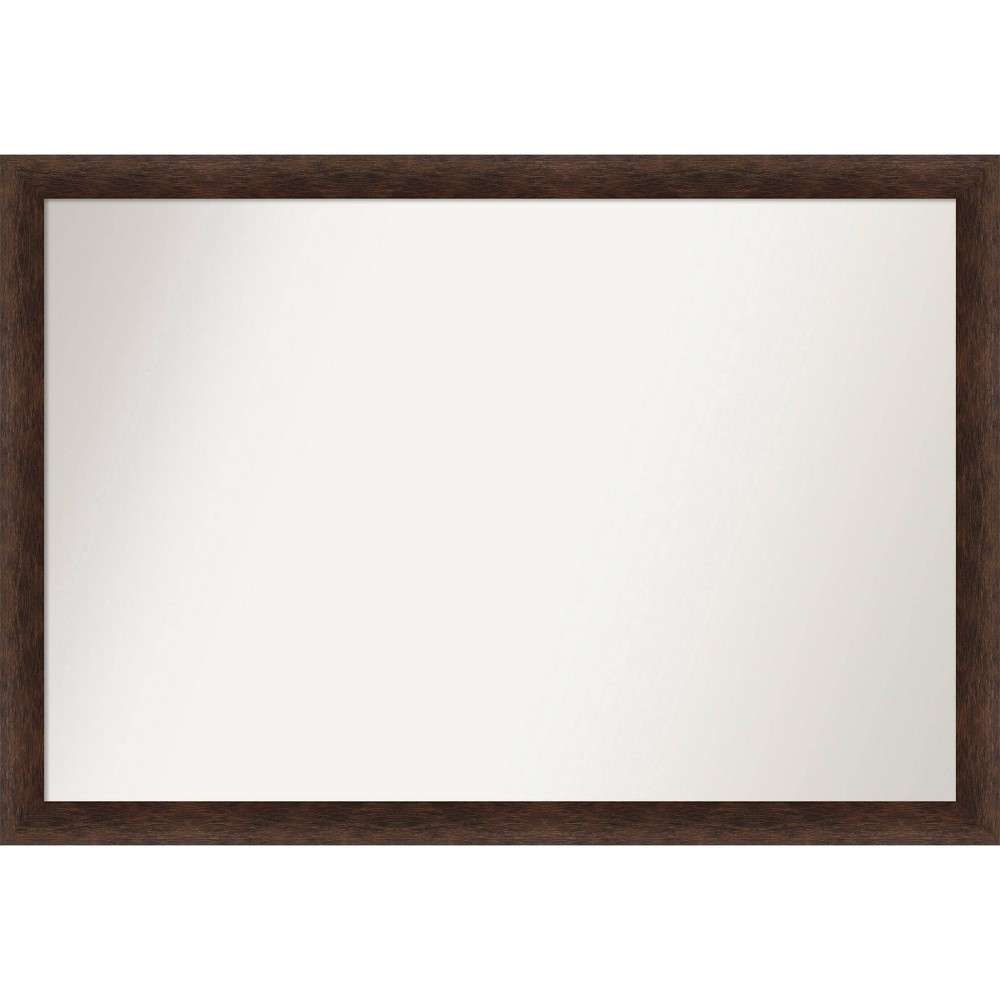 Amanti Art 39"x27" Non-Beveled Narrow Wood Bathroom Wall Mirror Warm Walnut: Modern Rectangular Vanity, Wall Mount, Wood Frame