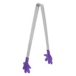 Unique Bargains Stainless Steel Silicone Tips Hand Shape Kitchen Cooking Food Tongs - 1 of 4
