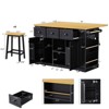 NicBex Mobile Kitchen Island Cart Kitchen Carts on Wheels with Storage, 3 Drawers, 5 Shelves, Drop Leaf and 2 Stools for Kitchen - 2 of 4