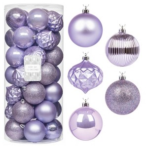 Every Day is Christmas 35ct 2.76"/70mm Shatterproof Round Christmas Tree Ornament Set, Merry Christmas Balls Ornaments with Hooks - 1 of 4