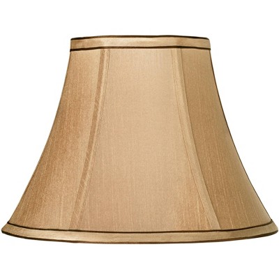 Tan Small Bell Lamp Shade and Brown Trim 6" Top x 12" Bottom x 9" High (Spider) Replacement with Harp and Finial