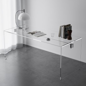Luck Live 53.14-inch Transparent tempered glass writing desk - 1 of 4