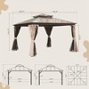 VisioGear Canopies and Gazebos, Outdoor Gazebos with Double Roof, Gazebo Pavilion with Curtain and Net for Garden, Brown, 142.9”*142.9"*114.17" - 2 of 4
