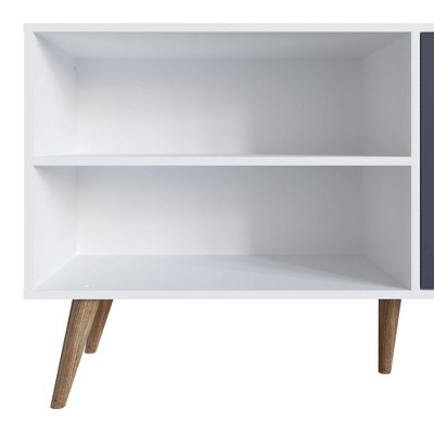 Amber White and Blue MDF TV Stand with Cabinet