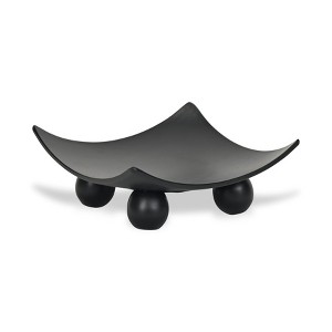 Cheung's Clyne Curved Black Wood Trays on Wood Orbs - Small - 1 of 4