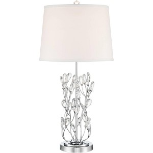 Vienna Full Spectrum Zermatt 28" Tall Crystal Vine Modern Table Lamp Silver Brushed Nickel Finish Metal Single White Shade Living Room Bedroom Bedside - 1 of 4