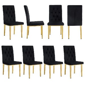 CAVINAS Velvet Armless Chairs, Dining Chairs with Metal Legs, Grid and Buckle Design for Kitchen, Conference Room, Living Room - 1 of 4