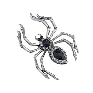 Anna-Kaci Women's Rhinestone Spider Brooch Pin with Black Gemstone Accents - 1 of 4