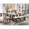 HomeStock 6-Piece Rectangle Distressed Jacobean Finish Solid Wood Top Dining Table with 1-Bench, 4-Chairs - 2 of 4