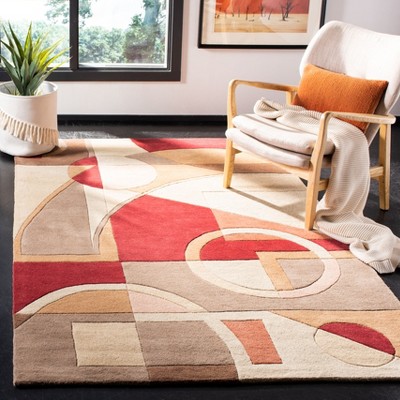 Beige and Multicolor Hand-Tufted Wool Square Area Rug