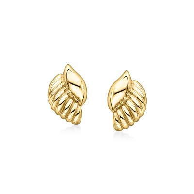 Ross-Simons Italian 18kt Gold Over Sterling Ribbed Seashell Earrings
