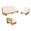 Christopher Knight Home Tavriel Mid-Century Modern Patio Acacia Wood 5-Seater Seating Set with Thick Cushions - 2 of 4