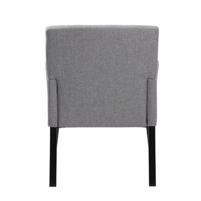 Elegant Medium Gray Linen Upholstered Guest Chair with Black Wood Legs
