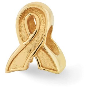 Black Bow Jewelry Awareness Ribbon Bead Charm in 14k Yellow Gold Plated Sterling Silver - 1 of 4