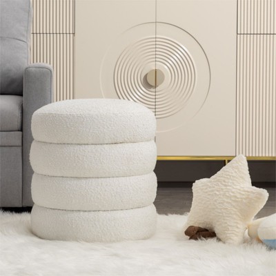 Round Ottoman with Storage, Comfy Upholstered Footrest, Vanity Stool for Bedroom, Living Room, Makeup Room – Maison Boucle