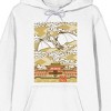 Godzilla Rodan Flying Over Temple Long Sleeve Adult White Hooded Sweatshirt - 2 of 3