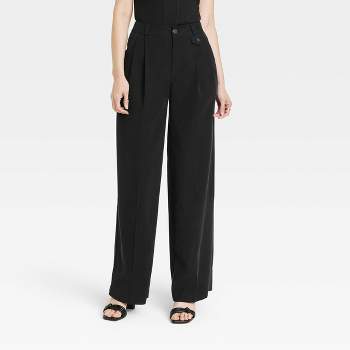 Women's High-rise Straight Trousers - A New Day™ Black 14 Long : Target