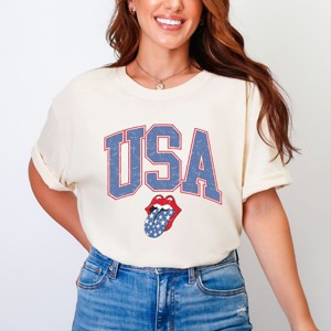 Simply Sage Market USA Patriotic Lips Garment Dyed Tee - 1 of 4