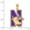 Black Bow Jewelry 14k Yellow Gold Plated Sterling Silver Northwestern Wildcats NCAA Extra Large Pendant - 2 of 3
