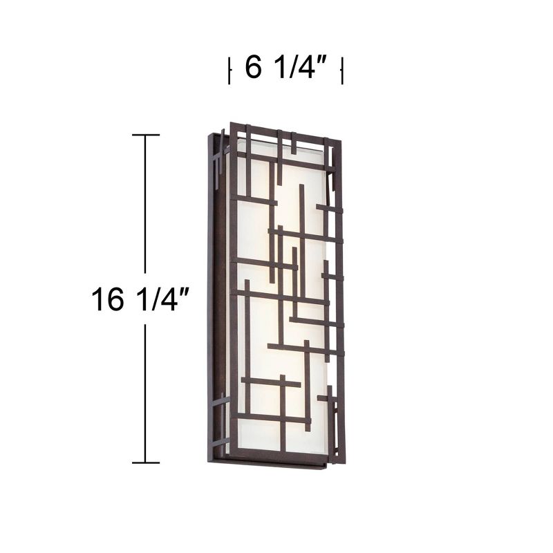 Possini Euro Design Outdoor Wall Light Fixture Bronze LED 16 1/4" High White Cased Glass for Exterior Barn Deck House Porch Yard Patio Outside Garage, 4 of 10