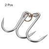 Unique Bargains Galvanized Steel Integrated Swivel Double Meat Hook for Hanging Drying Smoking Meat Products 2 Pcs - 3 of 4