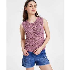 Lucky Brand Womens Diamond Crochet Cotton Sweater Vest - 1 of 1