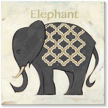 Sullivans Darren Gygi Damask Elephant Silhouette Giclee Wall Art, Gallery Wrapped, Handcrafted in USA, Wall Art, Wall Decor, Home Décor, Handed Painted