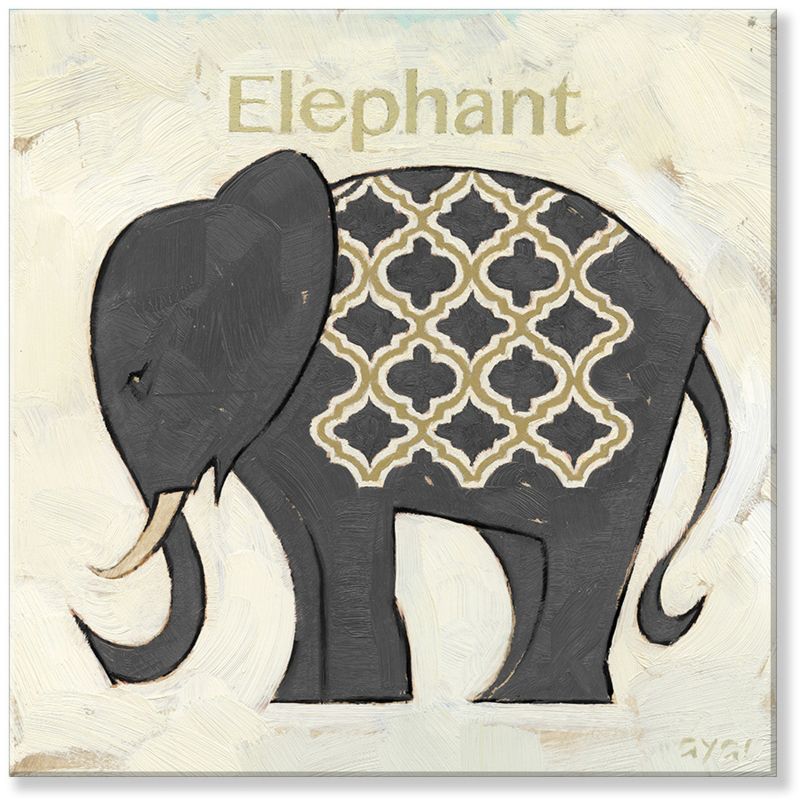 Sullivans Darren Gygi Damask Elephant Silhouette Giclee Wall Art, Gallery Wrapped, Handcrafted in USA, Wall Art, Wall Decor, Home Décor, Handed Painted, 1 of 3