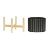 Ceramic Planter with Stand - Fluted Stoneware Pot and Pine Wood Base, Modern Decorative Plant Holder - 4 of 4