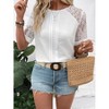 Womens Summer Tops with Keyhole Back Elegant Lace Short Sleeve Blouse Tops - 3 of 4