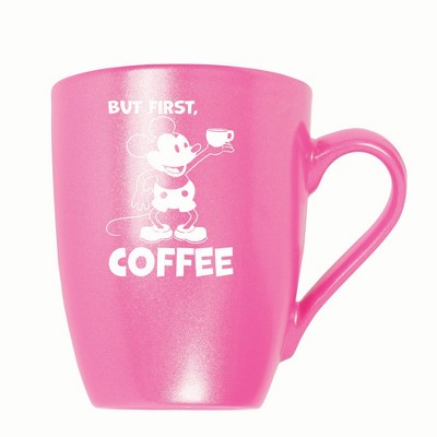 Elanze Designs But First Coffee 10 ounce New Bone China Coffee Tea Cup Mug, Princess Pink