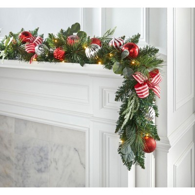 BrylaneHome 6' Pre-Lit Christmas Cheer Garland